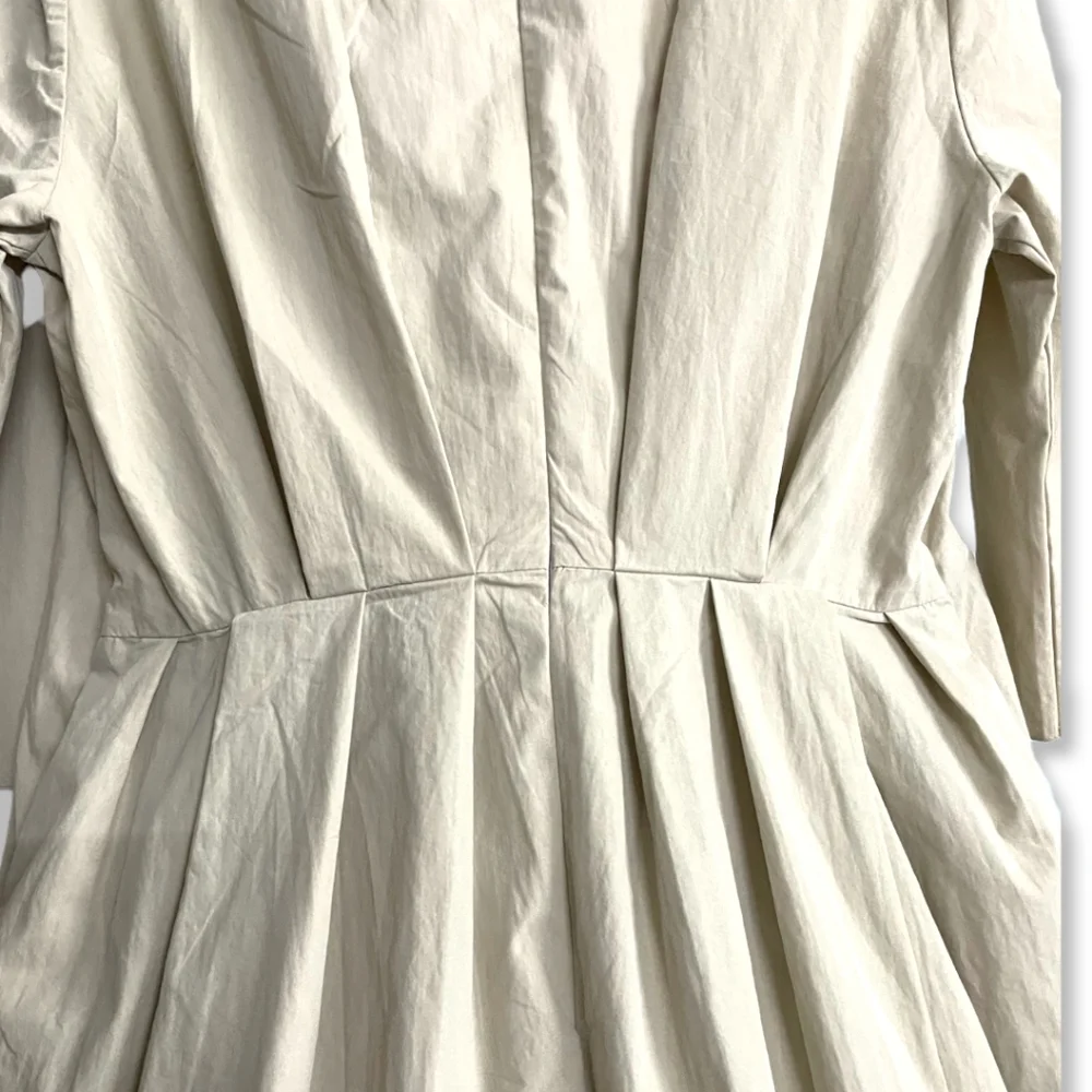 Beige Back Pleated Dress - Picture 4 of 5